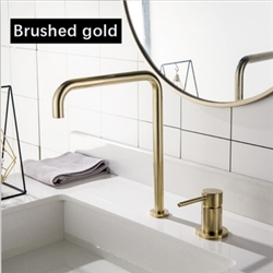 Sink Faucet Brushed Gold Hot Cold Water Mixer Tap